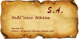 Stánicz Albina névjegykártya